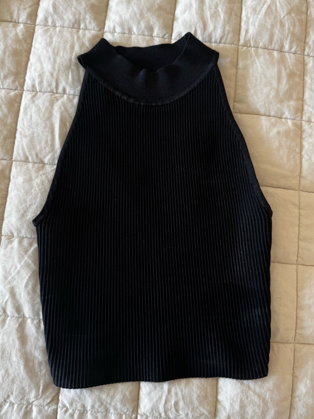 Babaton Black Ribbed Turtleneck Tank